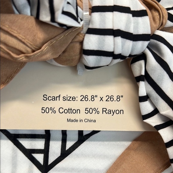 Striped Scarf | Black, White, & Tan 🤎 - Picture 3 of 5